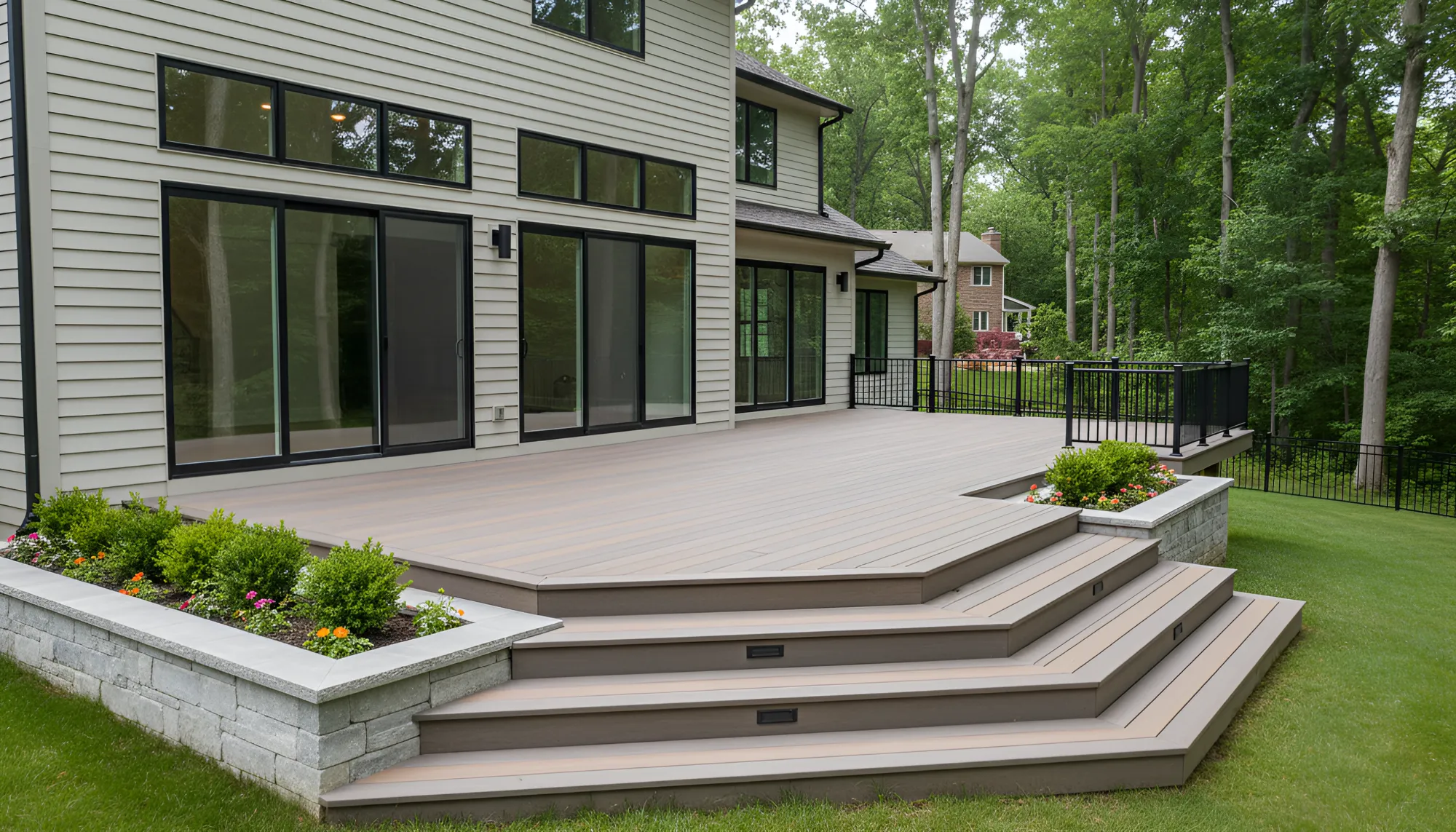 Minimalist Platform Deck with Modern Privacy Screen
