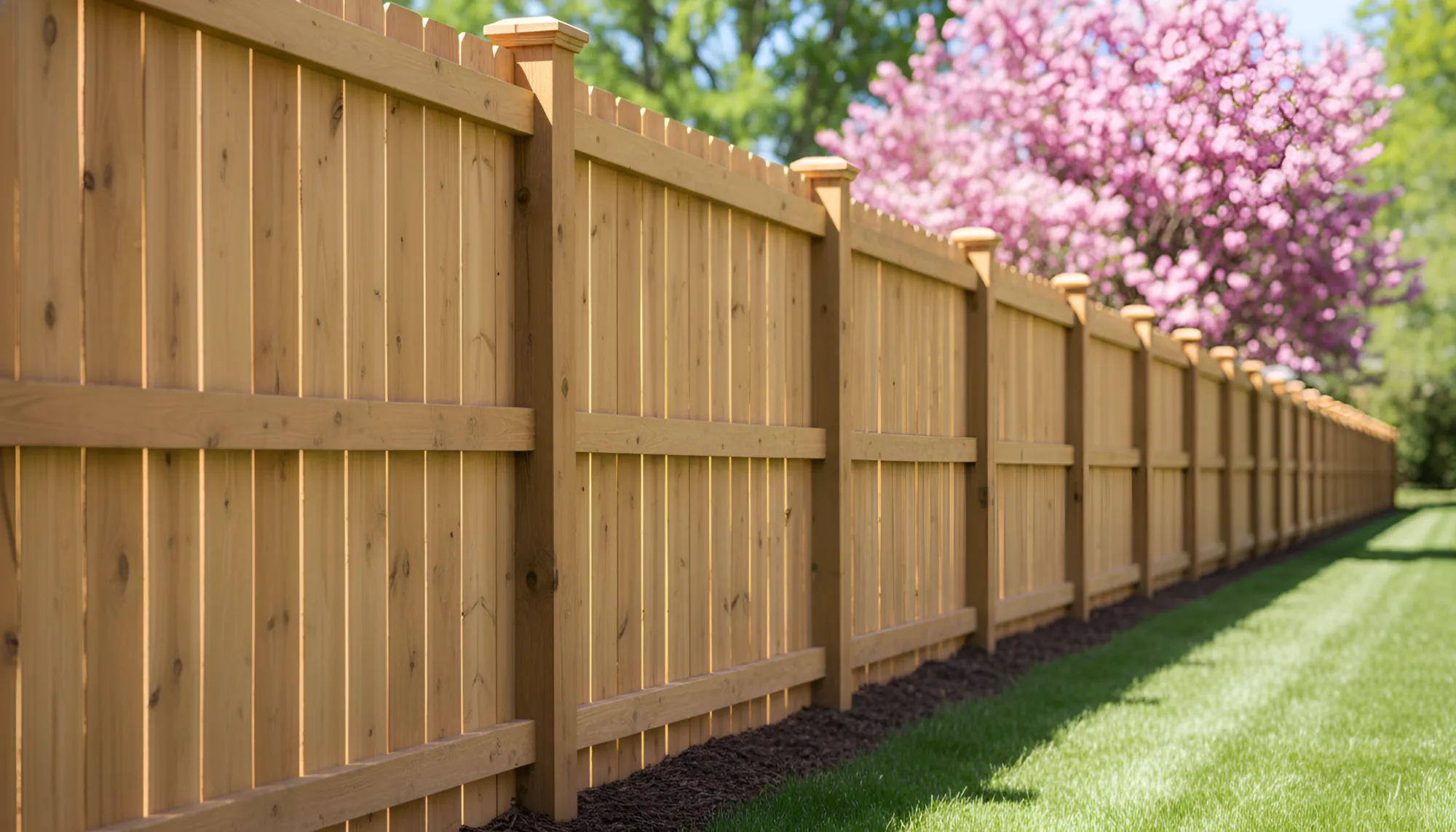 Classic Cedar Privacy Fence - Backyard Perimeter