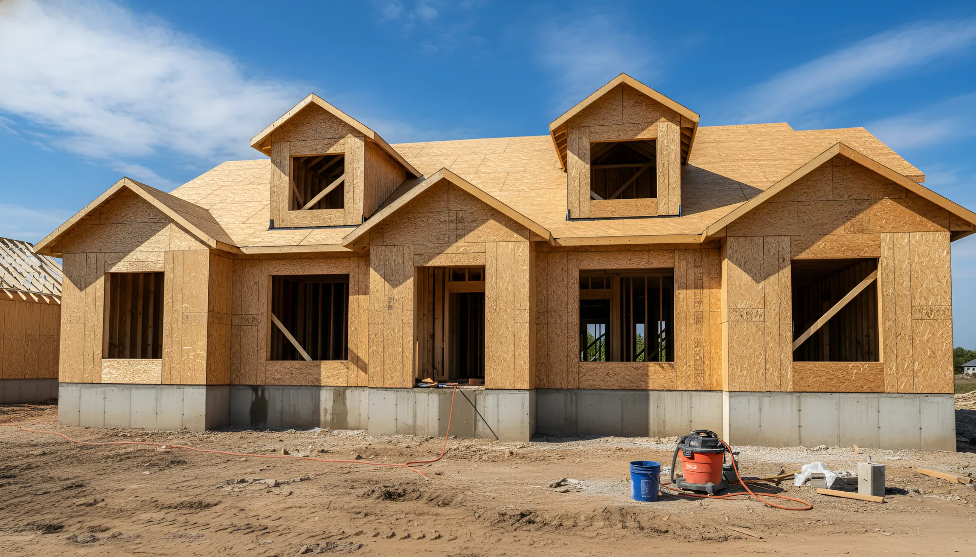 Professional Construction Crew on Framing Site