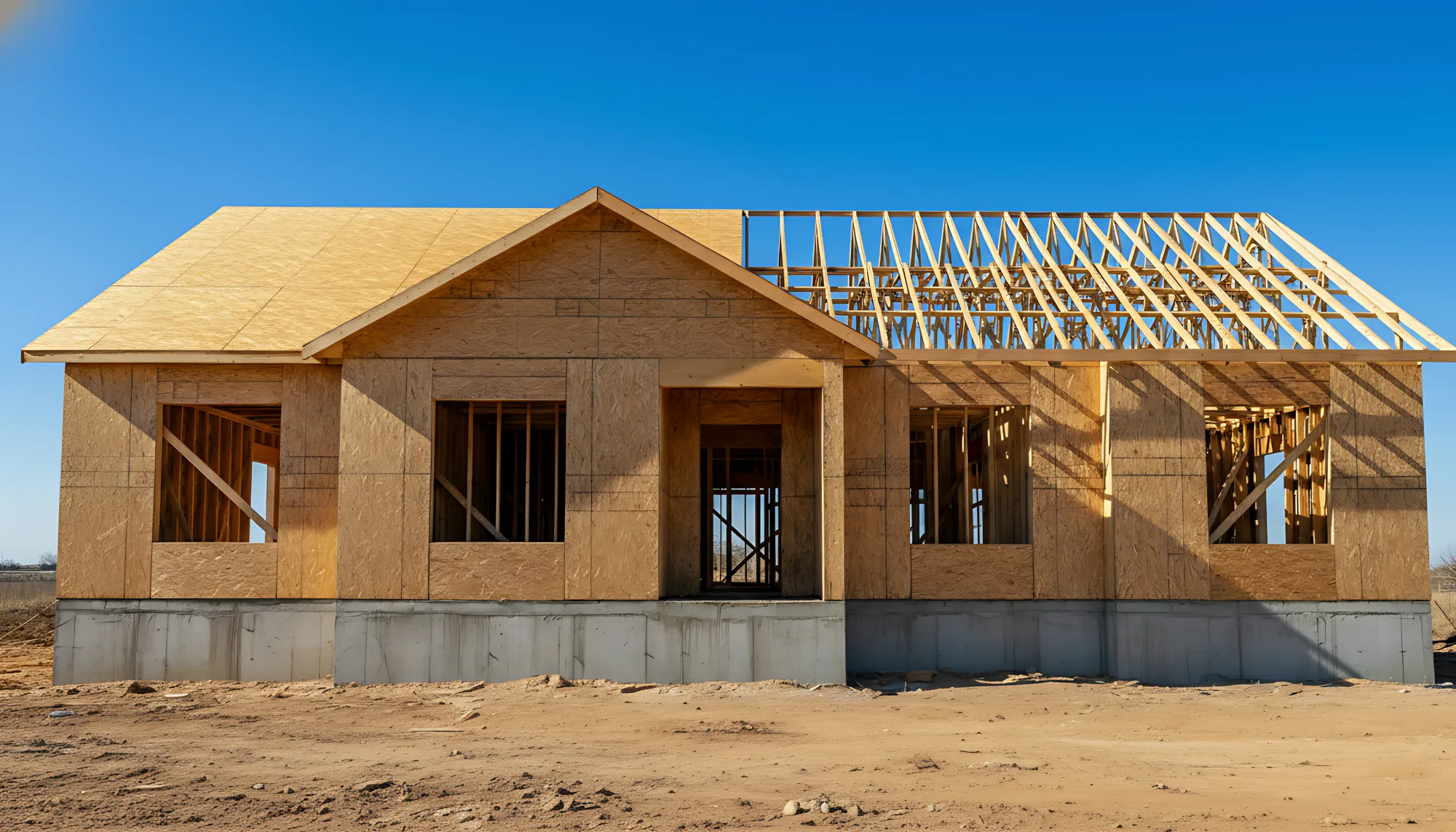 House Framing Construction Site - Front Perspective